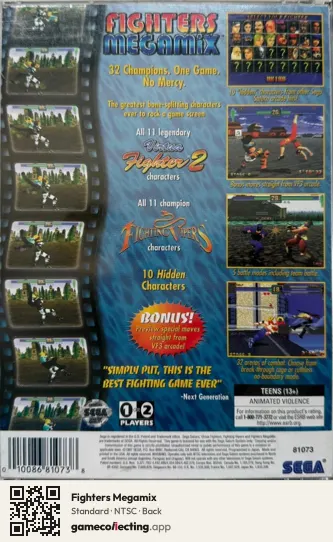 Fighters Megamix Sega Saturn, NTSC box back