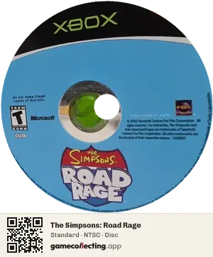 The Simpsons: Road Rage Xbox, NTSC disc