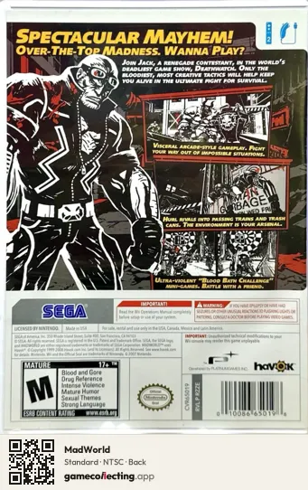 MadWorld Nintendo Wii, NTSC box back