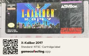 X-Kaliber 2097 Super Nintendo Entertainment System, NTSC cartridge label