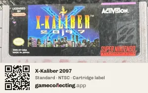 X-Kaliber 2097 Super Nintendo Entertainment System, NTSC cartridge label