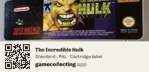 The Incredible Hulk Super Nintendo Entertainment System, PAL cartridge label