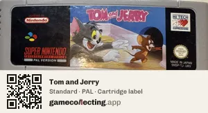 Tom and Jerry Super Nintendo Entertainment System, PAL cartridge label