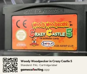 Woody Woodpecker in Crazy Castle 5 Game Boy Advance, PAL cartridge label