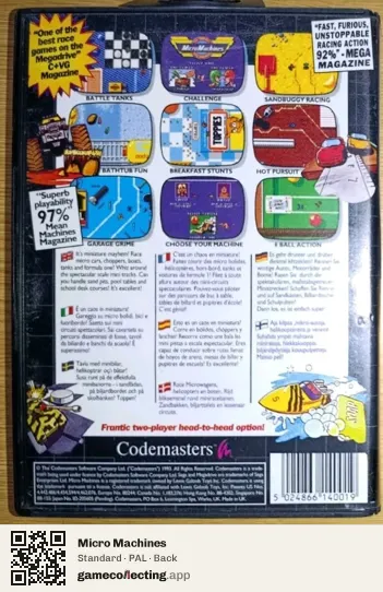 Micro Machines Sega Mega Drive / Genesis, PAL box back