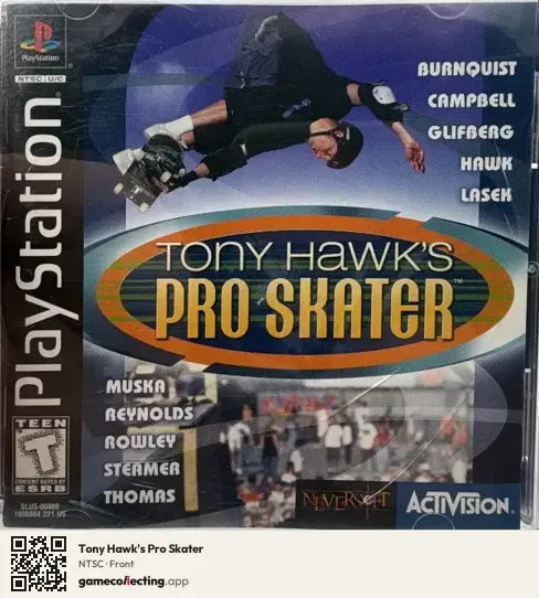 Tony Hawk's Pro Skater PlayStation, NTSC box front
