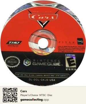 Cars Nintendo GameCube, NTSC disc