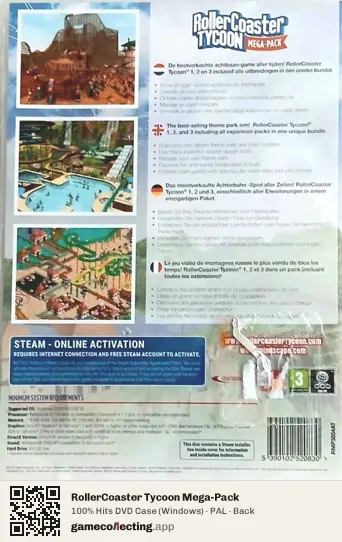 RollerCoaster Tycoon Mega-Pack Computer, PAL box back