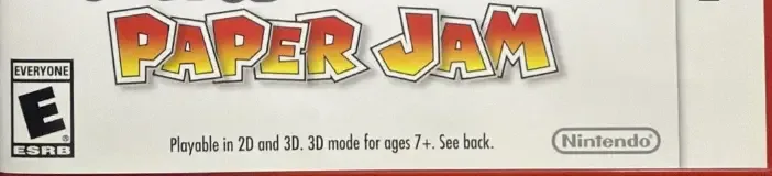Mario & Luigi: Paper Jam, the ESRB box on its front