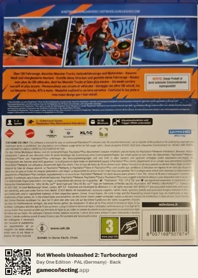 Hot Wheels Unleashed 2: Turbocharged PlayStation 5, Germany box back