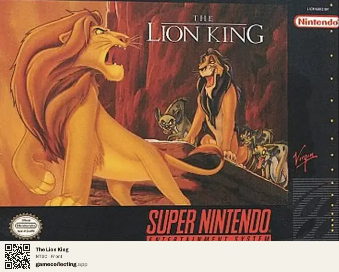 The Lion King Super Nintendo Entertainment System, NTSC box front