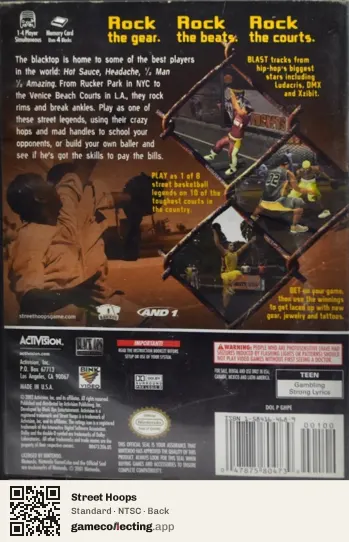 Street Hoops Nintendo GameCube, NTSC box back
