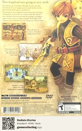Radiata Stories PlayStation 2, NTSC box back