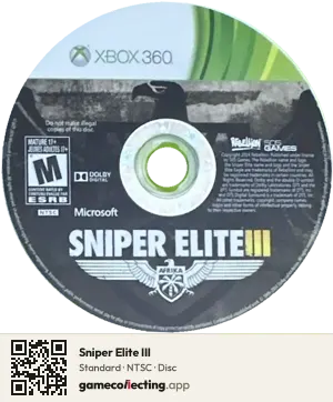 Sniper Elite III Xbox 360, NTSC disc
