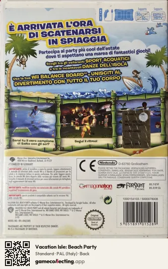 Vacation Isle: Beach Party Nintendo Wii, Italy box back