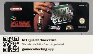 NFL Quarterback Club Super Nintendo Entertainment System, PAL cartridge label