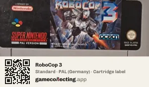 RoboCop 3 Super Nintendo Entertainment System, PAL cartridge label