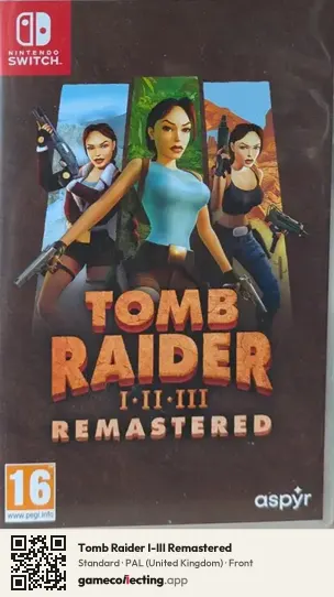 Tomb Raider I-III Remastered Nintendo Switch, United Kingdom box front