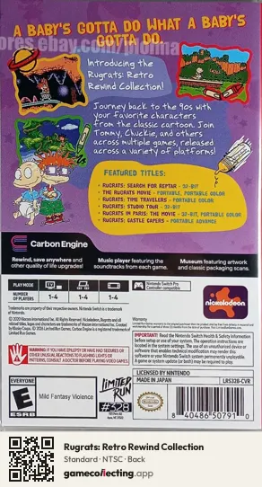 Rugrats: Retro Rewind Collection Nintendo Switch, NTSC box back