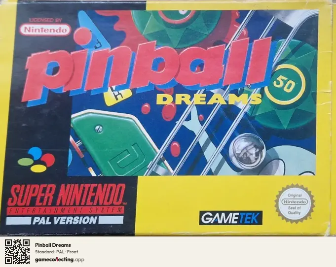 Pinball Dreams Super Nintendo Entertainment System, PAL box front