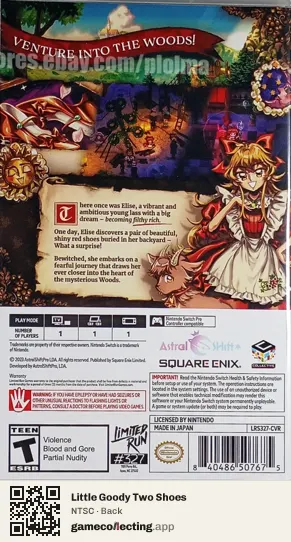 Little Goody Two Shoes Nintendo Switch, NTSC box back
