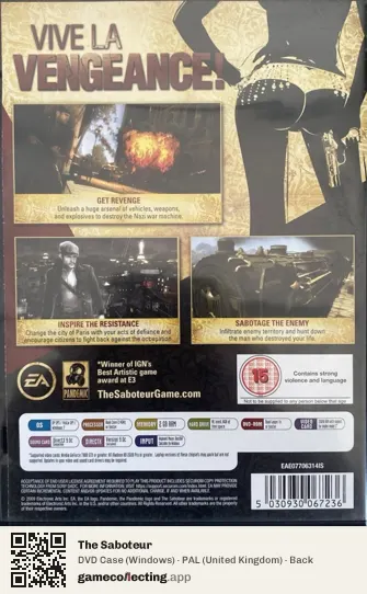 The Saboteur Computer, United Kingdom box back