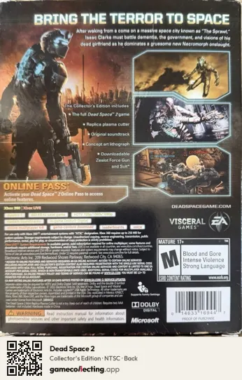 Dead Space 2 Xbox 360, NTSC box back