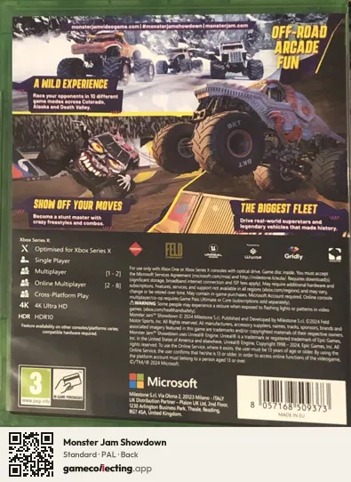 Monster Jam Showdown Xbox Series X, PAL box back