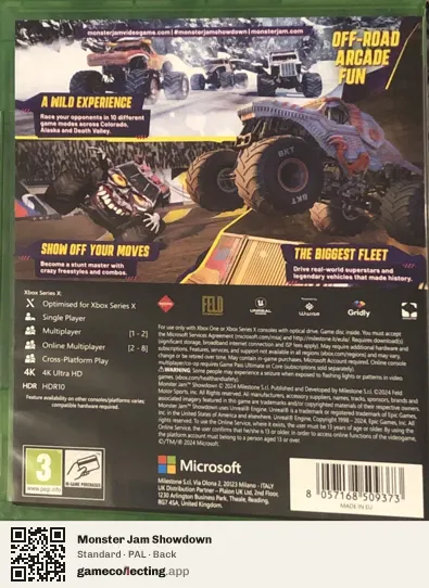 Monster Jam Showdown Xbox Series X, PAL box back
