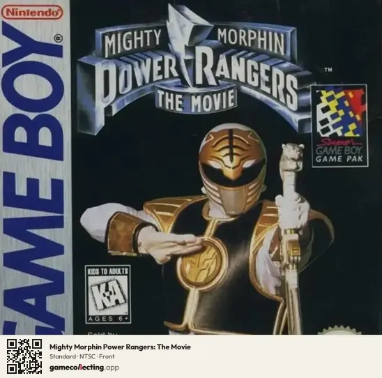 Mighty Morphin Power Rangers: The Movie Game Boy, NTSC box front