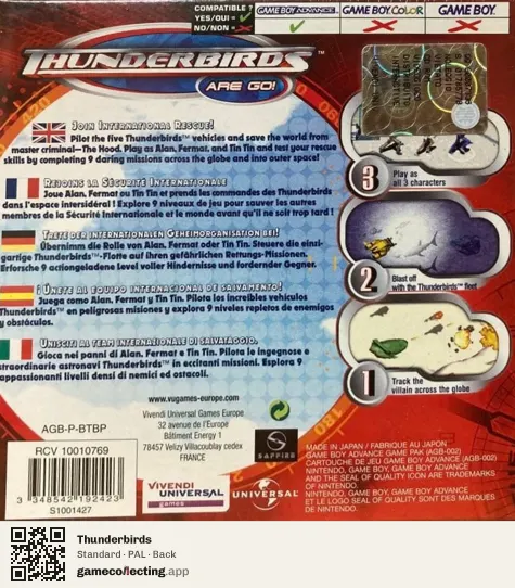 Thunderbirds Game Boy Advance, PAL box back