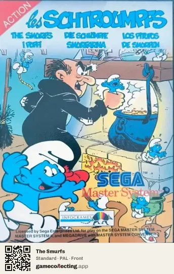 The Smurfs Sega Master System, PAL box front