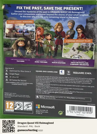 Dragon Quest VII Reimagined Xbox Series X, PAL box back