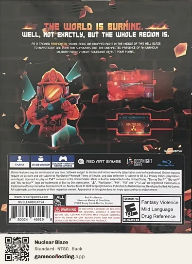 Nuclear Blaze PlayStation 4, NTSC box back