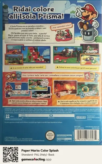 Paper Mario: Color Splash Nintendo Wii U, Italy box back