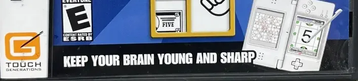 Brain Age 2: More Training in Minutes a Day!, the ESRB box on its front