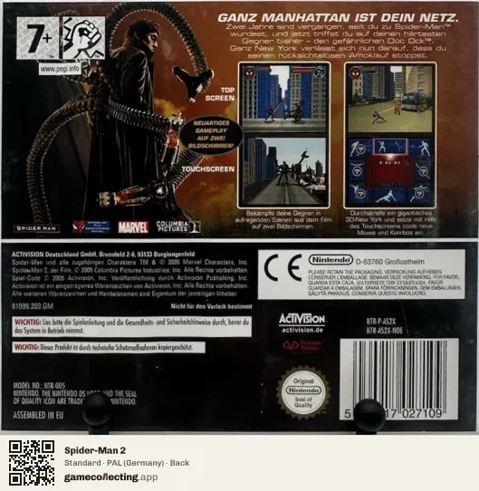 Spider-Man 2 Nintendo DS, Germany box back