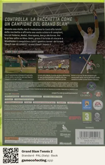 Grand Slam Tennis 2 Xbox 360, Italy box back