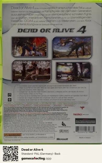 Dead or Alive 4 Xbox 360, Germany box back