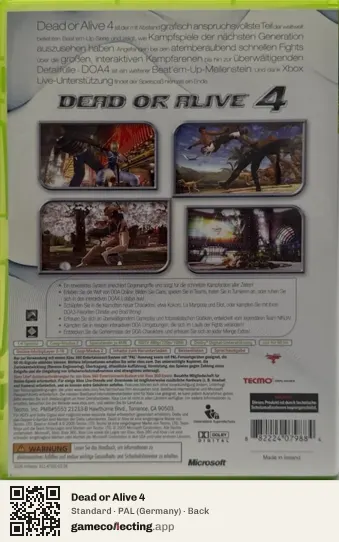 Dead or Alive 4 Xbox 360, Germany box back