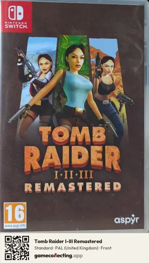 Tomb Raider I-III Remastered Nintendo Switch, United Kingdom box front