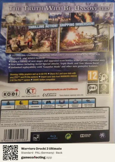 Warriors Orochi 3 Ultimate PlayStation 4, Germany box back