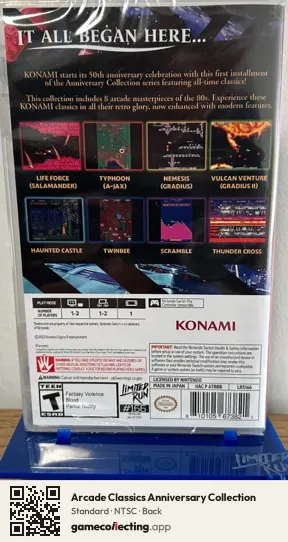 Arcade Classics Anniversary Collection Nintendo Switch, NTSC box back
