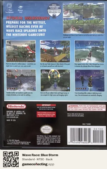 Wave Race: Blue Storm Nintendo GameCube, NTSC box back