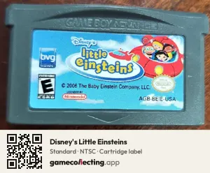Disney's Little Einsteins Game Boy Advance, NTSC cartridge label