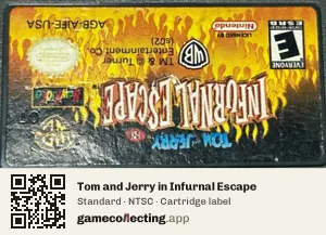 Tom and Jerry in Infurnal Escape Game Boy Advance, NTSC cartridge label