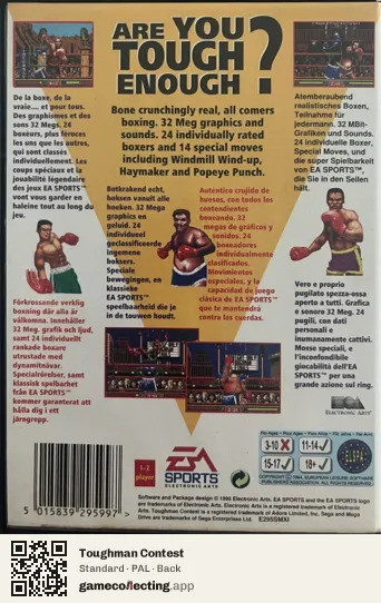 Toughman Contest Sega Mega Drive / Genesis, PAL box back