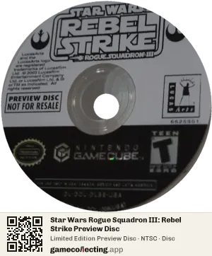 Star Wars Rogue Squadron III: Rebel Strike Preview Disc Nintendo GameCube, NTSC disc