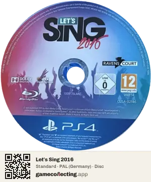 Let's Sing 2016 PlayStation 4, PAL disc