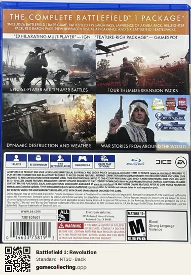 Battlefield 1: Revolution PlayStation 4, NTSC box back